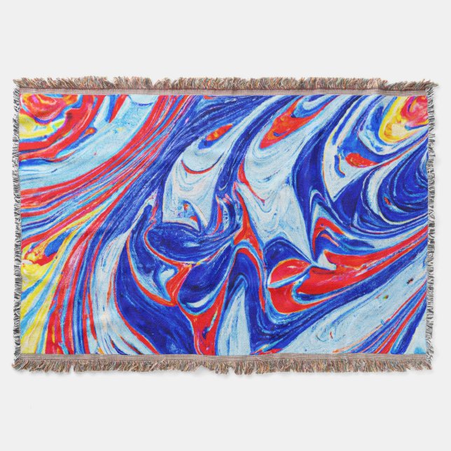 Dynamic Blue Abstract Pattern Design Throw Blanket (Front)