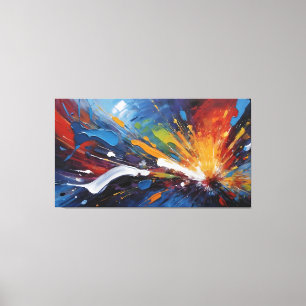 Dynamic Blue Orange Abstract Expressionism Art Canvas Print