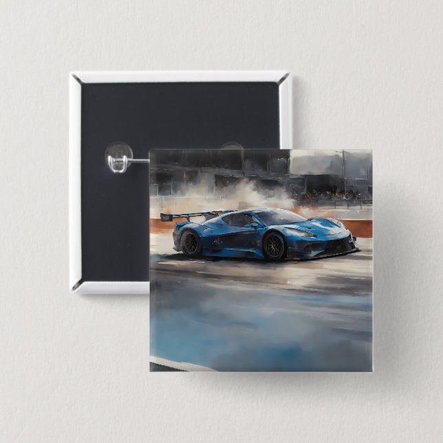 Dynamic Blue Urban Race Scene 15 Cm Square Badge (Front & Back)