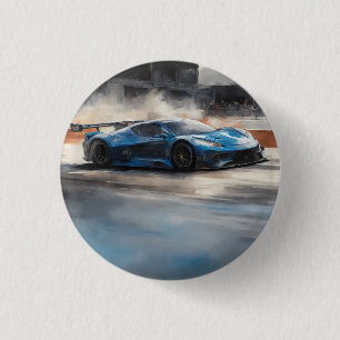 Dynamic Blue Urban Race Scene 3 Cm Round Badge