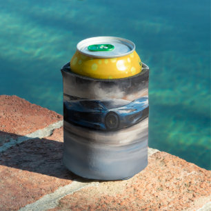 Dynamic Blue Urban Race Scene Can Cooler