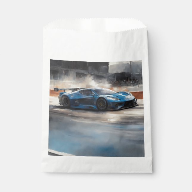 Dynamic Blue Urban Race Scene Favour Bags (Front)