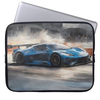 Dynamic Blue Urban Race Scene Laptop Sleeve