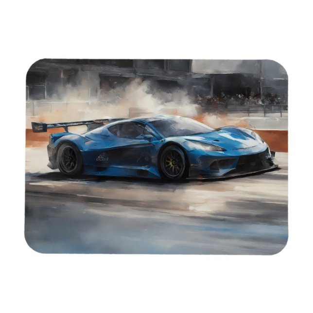Dynamic Blue Urban Race Scene Magnet (Horizontal)