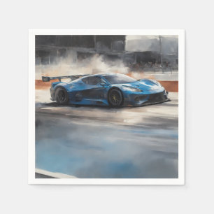 Dynamic Blue Urban Race Scene Napkin