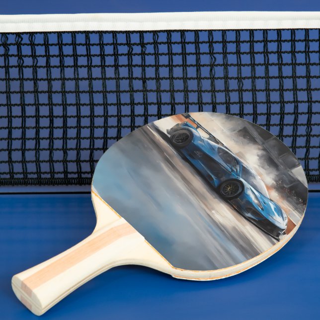 Dynamic Blue Urban Race Scene Ping Pong Paddle (Insitu)
