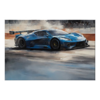 Dynamic Blue Urban Race Scene  Poster