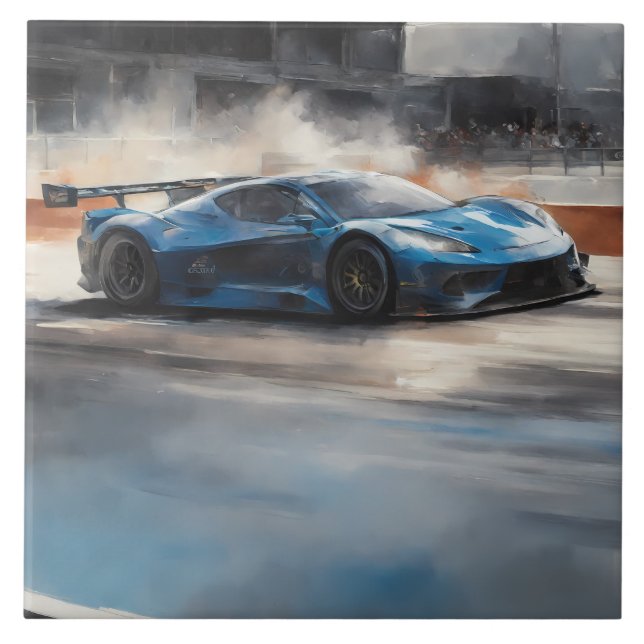 Dynamic Blue Urban Race Scene Tile (Front)