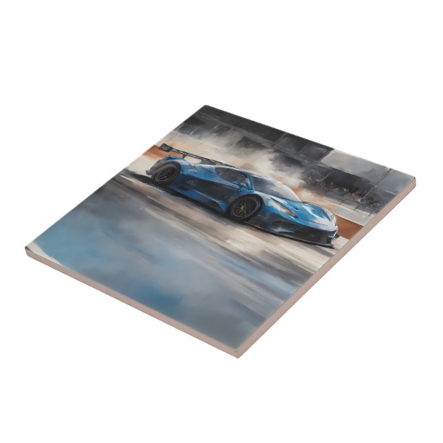 Dynamic Blue Urban Race Scene Tile (Side)