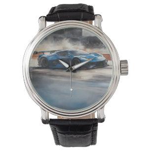 Dynamic Blue Urban Race Scene Watch