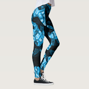 Dynamic Bright Blue Trendy Abstract Shapes Leggings