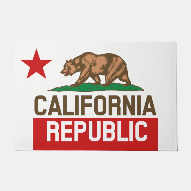 Dynamic California State Flag Graphic on a Doormat (Front)