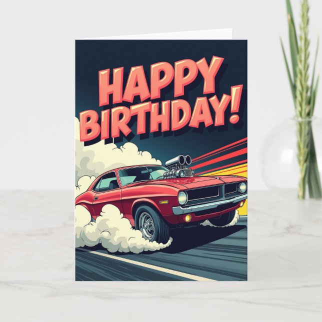 Dynamic Car Birthday Card (Front)