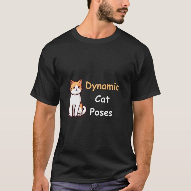 Dynamic Cat Poses | Cat Lover Minimalist Art T-Shirt (Front)