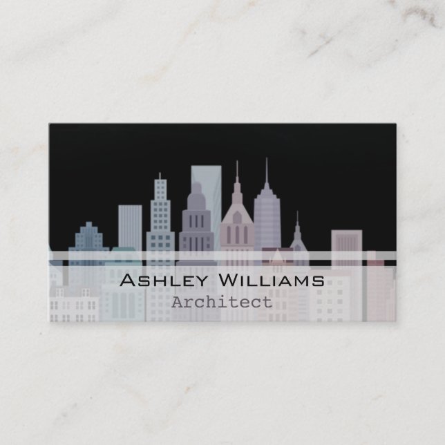 Dynamic City Skyscrapers Architecture Business Card (Front)