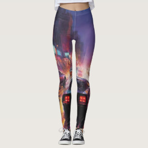 Dynamic Cityscape Racing Leggings