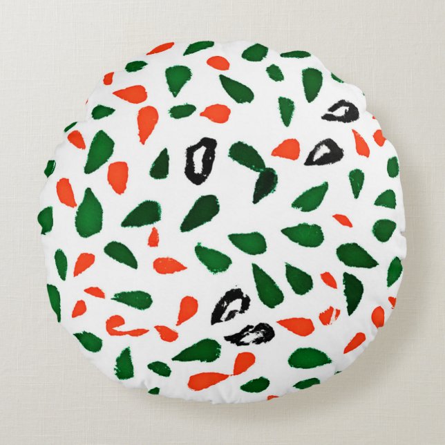 Dynamic Colourful Abstract Pattern Round Cushion (Front)