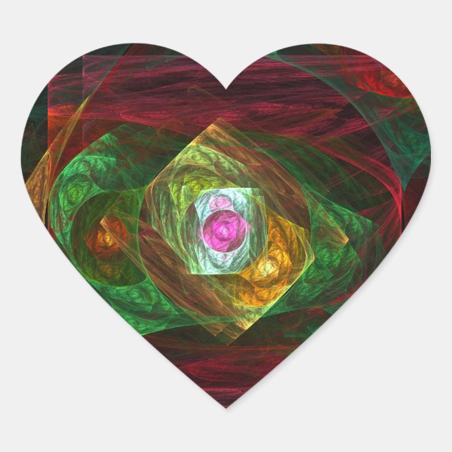 Dynamic Connections Abstract Art Heart Sticker (Front)
