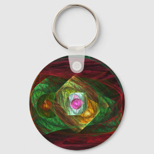 Dynamic Connections Abstract Art Keychain