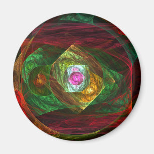 Dynamic Connections Abstract Art Round Magnet