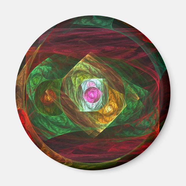 Dynamic Connections Abstract Art Round Magnet (Front)