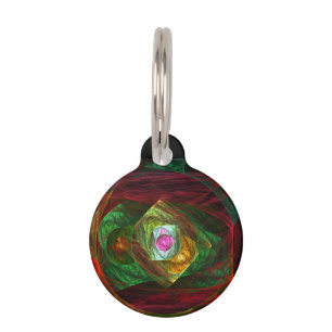 Dynamic Connections Abstract Art Round Pet Tag