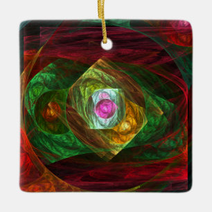 Dynamic Connections Abstract Art Square Ornament