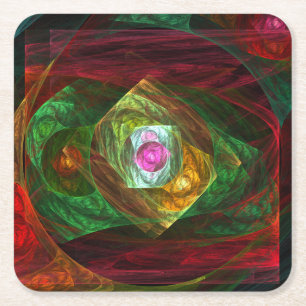 Dynamic Connections Abstract Art Square Paper Coaster