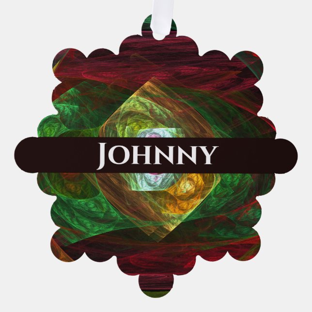 Dynamic Connections Abstract Art Tree Decoration Card (Front)