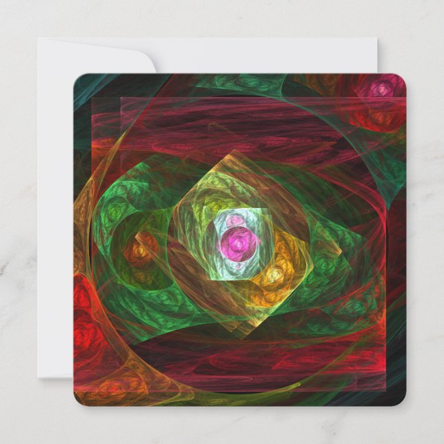Dynamic Connections Luminous Abstract Fractal Art Invitation (Front)