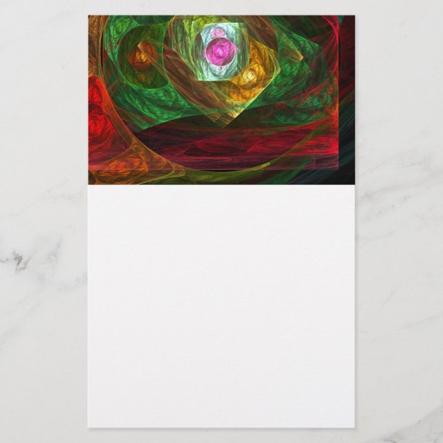 Dynamic Connections Luminous Abstract Fractal Art Stationery (Front)