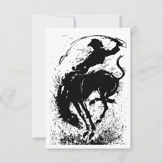 Dynamic Cowboy Rodeo Silhouette Art (Front)