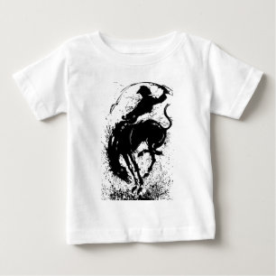 Dynamic Cowboy Rodeo Silhouette Art Baby T-Shirt