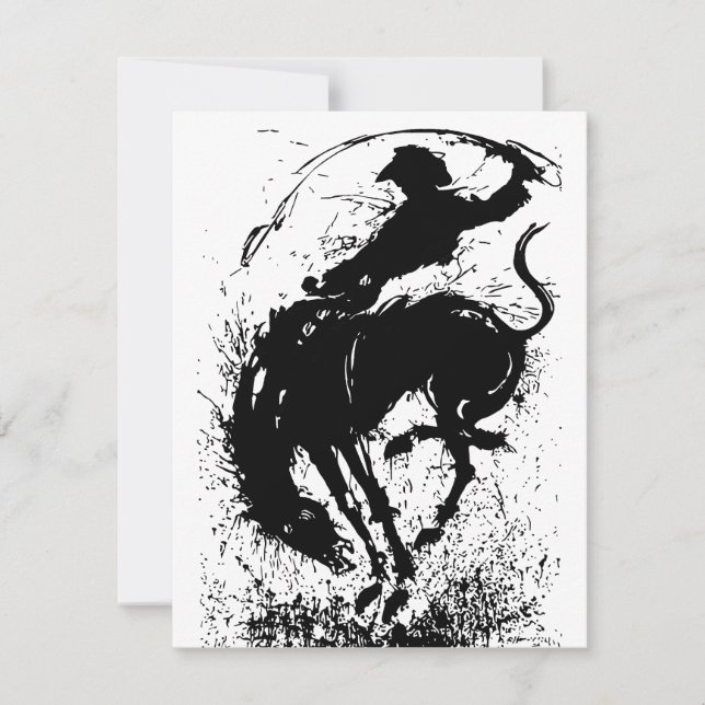 Dynamic Cowboy Rodeo Silhouette Art Card (Front)