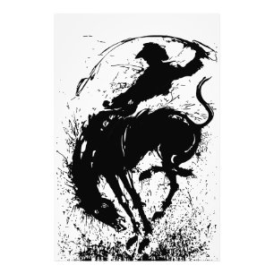 Dynamic Cowboy Rodeo Silhouette Art Photo Print