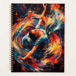Dynamic Dancing Woman Swirling Colours Abstract Planner