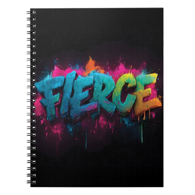 Dynamic Digital Street Art with the word Fierce Notebook (Front)