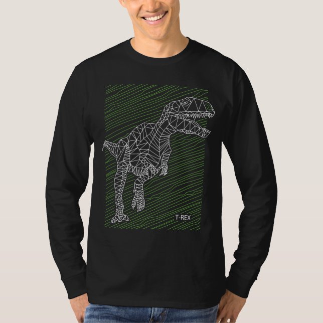 Dynamic Dino: T-Rex Illustration Lines T-Shirt (Front)