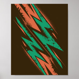 Dynamic Energy in Turquoise Green and Orange Poster