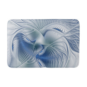Dynamic Fantasy Abstract Blue Tones Fractal Art Bath Mat