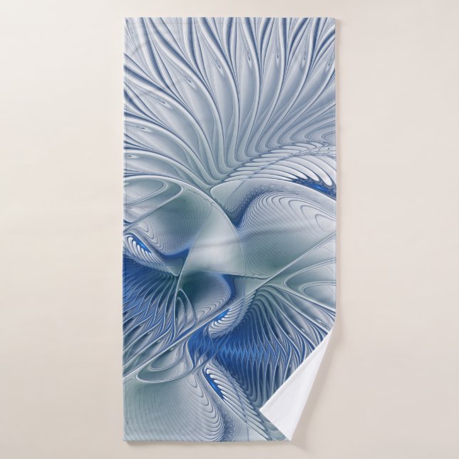 Dynamic Fantasy Abstract Blue Tones Fractal Art Bath Towel (Bath Towel)
