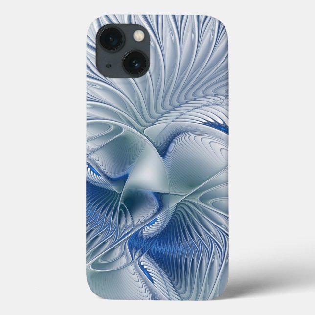 Dynamic Fantasy Abstract Blue Tones Fractal Art Case-Mate iPhone Case (Back)