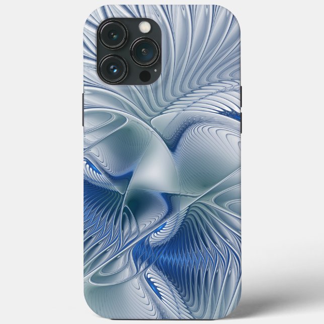 Dynamic Fantasy Abstract Blue Tones Fractal Art Case-Mate iPhone Case (Back)
