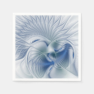 Dynamic Fantasy Abstract Blue Tones Fractal Art Napkin
