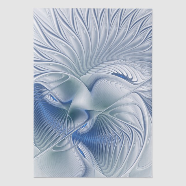 Dynamic Fantasy Abstract Blue Tones Fractal Art Tissue Paper (Front)