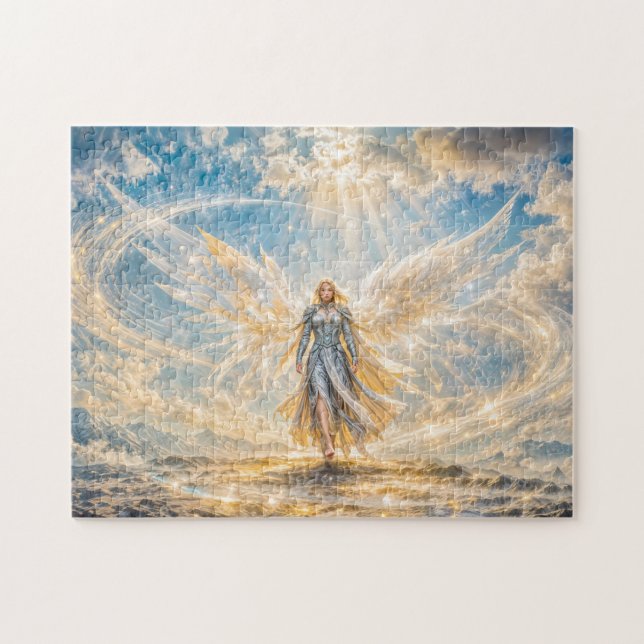 Dynamic Fantasy Angel in Radiant Atmospheric Light Jigsaw Puzzle (Horizontal)