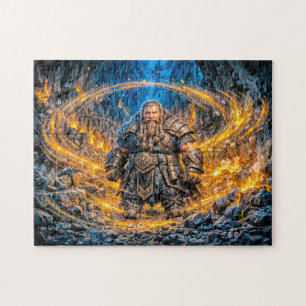 Dynamic Fantasy Dwarf Working in Enchanted Mine Jigsaw Puzzle