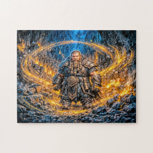 Dynamic Fantasy Dwarf Working in Enchanted Mine Jigsaw Puzzle (Horizontal)
