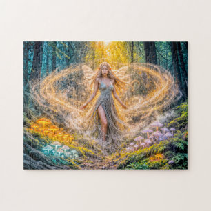 Dynamic Fantasy Elf in Enchanted Forest Mushroom M Jigsaw Puzzle