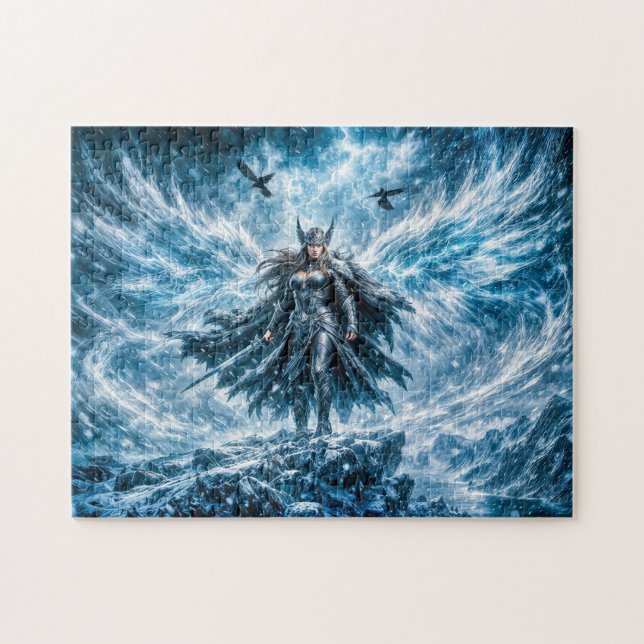 Dynamic Fantasy Valkyrie in Radiant Battle Atmosph Jigsaw Puzzle (Horizontal)